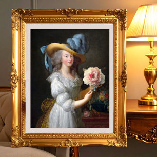 Marie Antoinette med rosa peony Fototryck