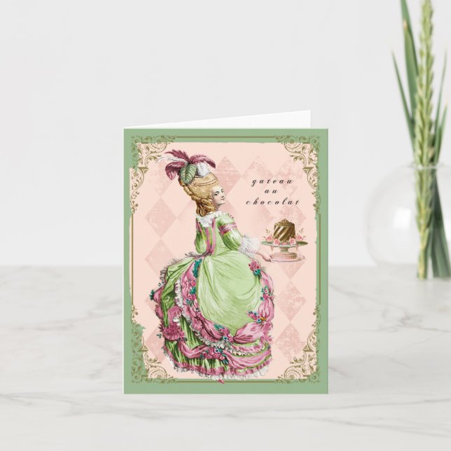 Marie Antoinette med tårtan Kort (Framsida)