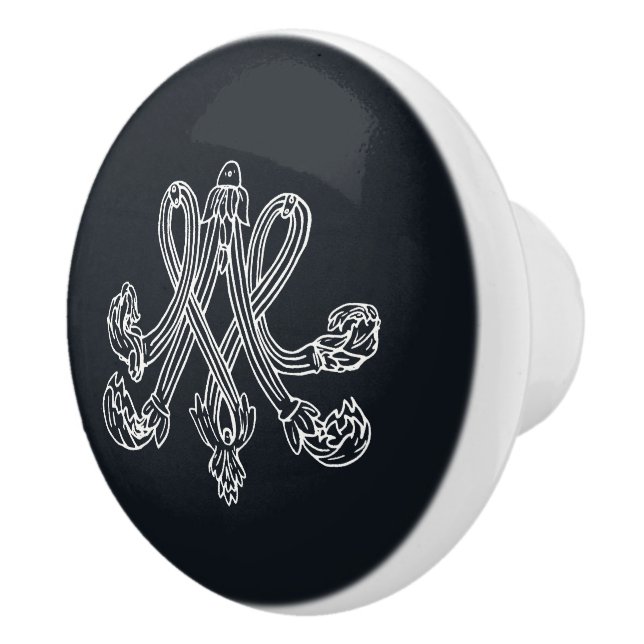 Marie Antoinette Monogramm Monogram initials navy Knopp (Höger)