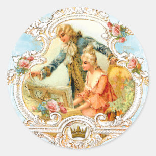 Marie Antoinette Musical Couple Baroque Sticker Runt Klistermärke