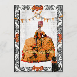 Marie Antoinette och Black Cat Halloween Inbjudningar
