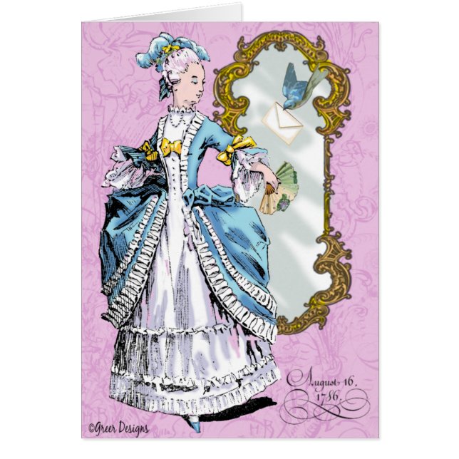 Marie Antoinette och Bluebird Hälsningskort (Framsidan)