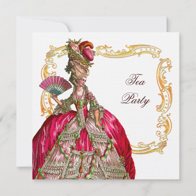 Marie Antoinette och Guld Ram Inbjudningar (Framsida)