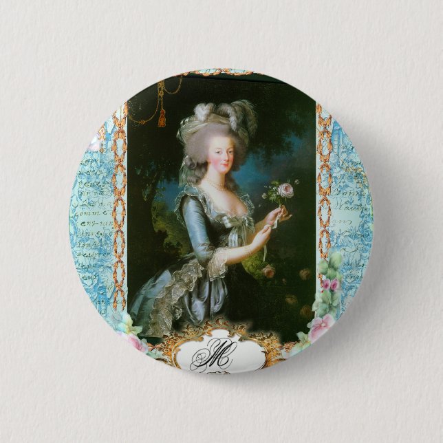 Marie Antoinette och Rosa ros Knapp (Framsida)