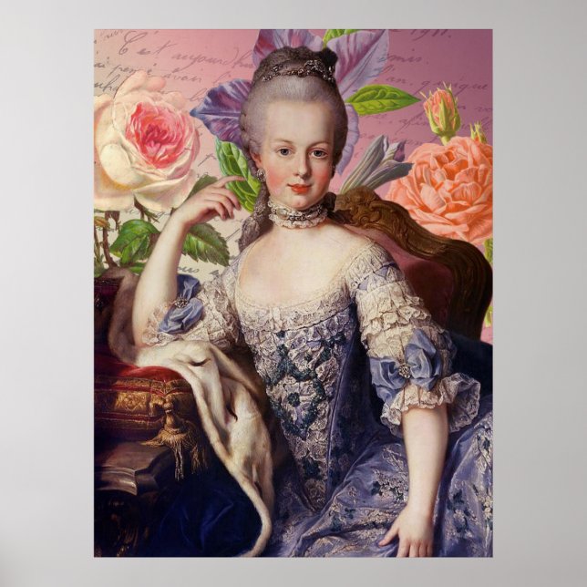 Marie Antoinette On Flowers Poster (Framsidan)