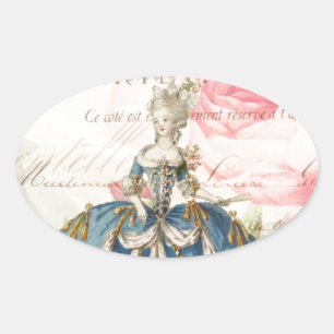 Marie Antoinette Oval-kuvertförslutningsfästen Ovalt Klistermärke