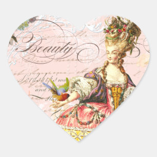 Marie Antoinette Paris Rosa ros Hjärtformat Klistermärke