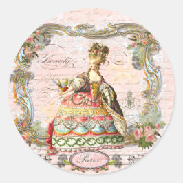 Marie Antoinette Paris Rosa ros Runt Klistermärke