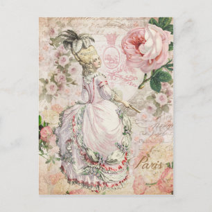 Marie Antoinette,Paris,shabby,rosa,ro,vykort Vykort