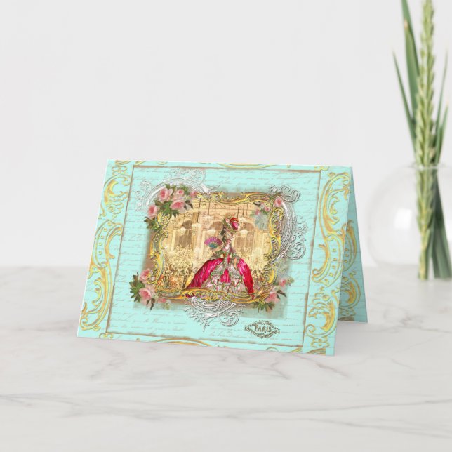 Marie Antoinette Party vid Versailles Card Kort (Framsida)