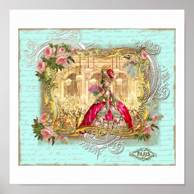 Marie Antoinette Party vid Versailles i Aqua Poster (Framsidan)
