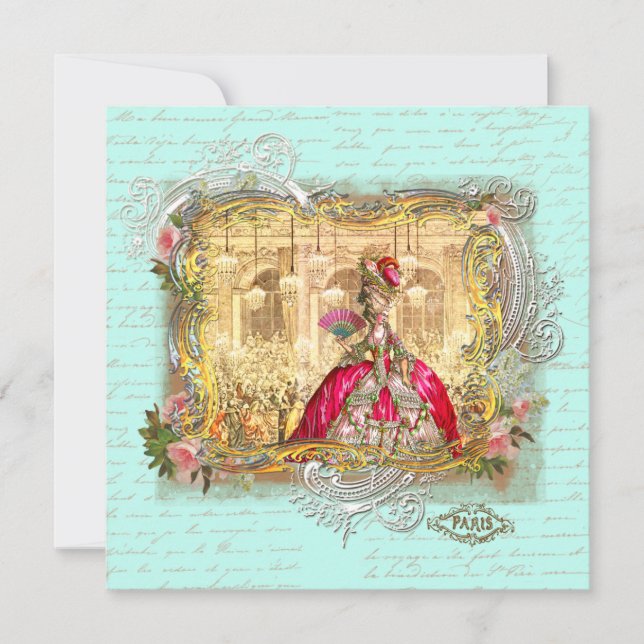 Marie Antoinette Party vid Versailles Stationery Anteckningskort (Framsida)