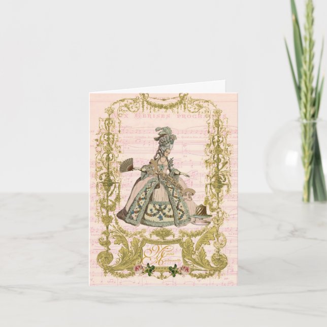 Marie Antoinette Peach Stationery Pour Cerises Anteckningskort (Framsida)