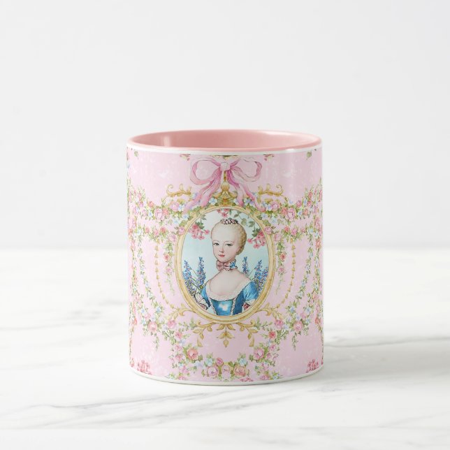 Marie Antoinette Pink Rose Frame Mug Mugg (Center)