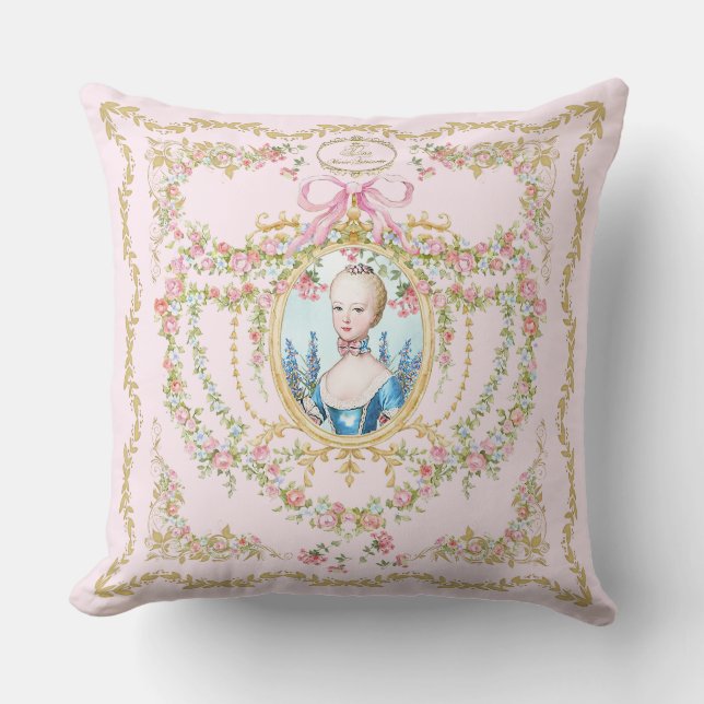 Marie Antoinette pink rose frame pillow Kudde (Framsida)