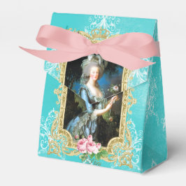 Marie Antoinette Portrait Blue Damask Favor Box Presentaskar