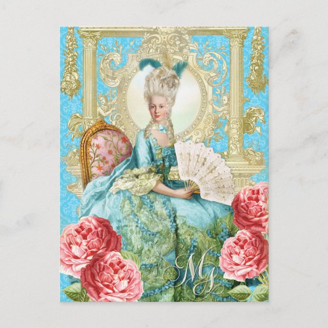 Marie Antoinette Porträtt-blått vykort (Framsida)
