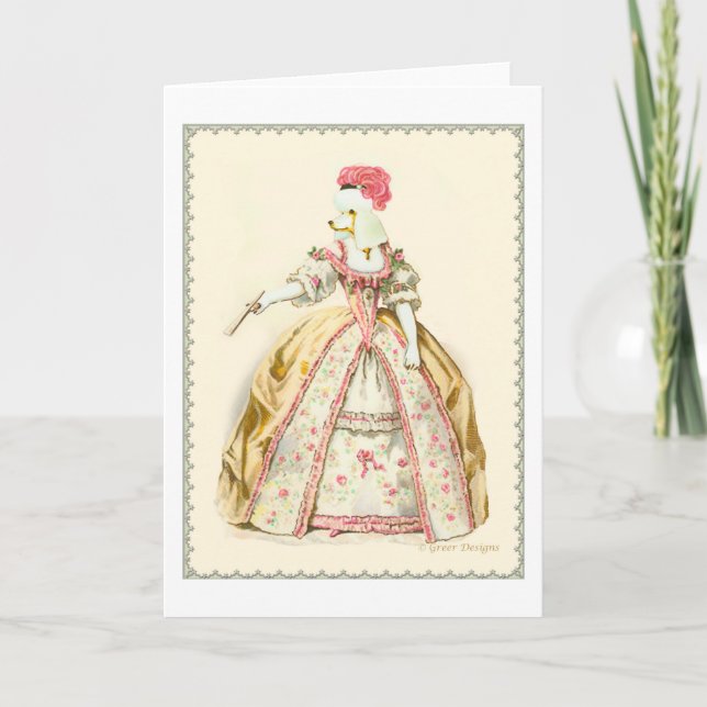 Marie Antoinette Pudel Mode Plate Stationery Anteckningskort (Framsida)