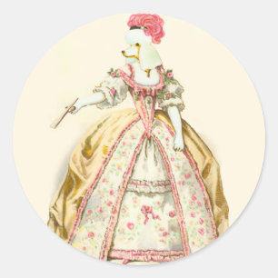 Marie Antoinette Pudel Runt Klistermärke