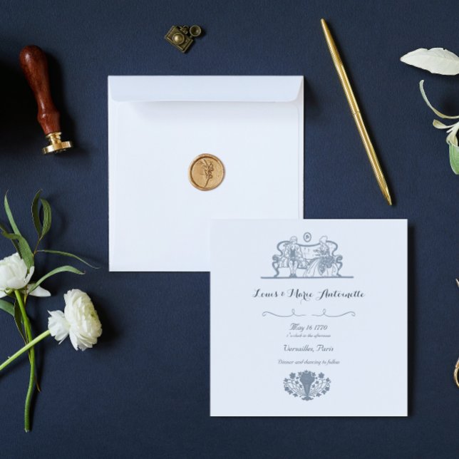 Marie Antoinette Rococo Blue Wedding bjudande (Skapare uppladdad)