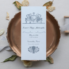 Marie Antoinette Rococo Dusty Blue Bröllop Inbjudningar