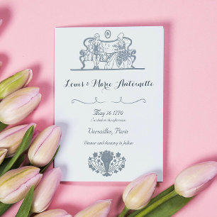 Marie Antoinette Rococo Dusty Blue Bröllop Inbjudningar