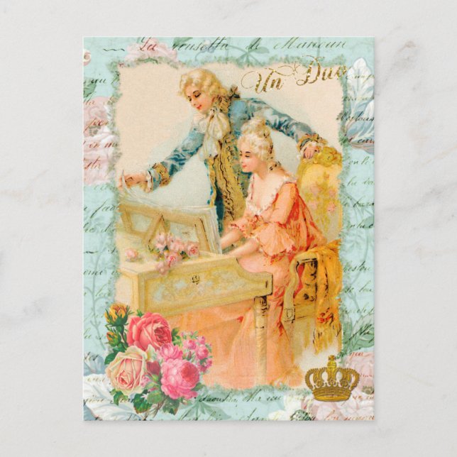Marie Antoinette Rococo Piano Postcard Vykort (Framsida)