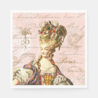Marie Antoinette Rosa Fransk Script Party Napkins Pappersservett