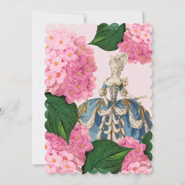 Marie Antoinette Rosa Hydrangea-Anpassningsbar-inb Inbjudningar (Framsida)