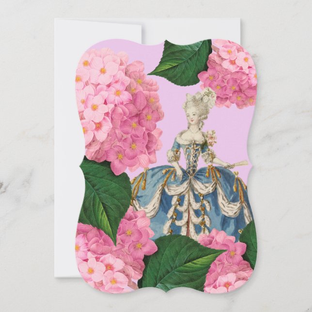 Marie Antoinette Rosa Hydrangea-Anpassningsbar-inb Inbjudningar (Framsida)