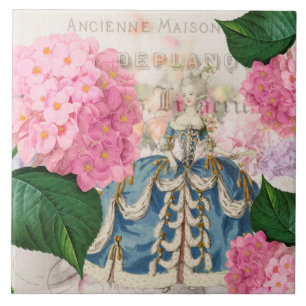 Marie Antoinette Rosa Hydrangea Ceramic Tile Kakelplatta