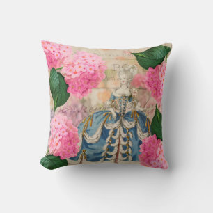 Marie Antoinette Rosa Hydrangeas Dekorativ kudde
