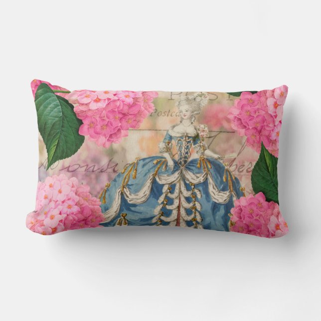 Marie Antoinette Rosa Hydrangeas Lumbar Pillow Lumbarkudde (Framsida)
