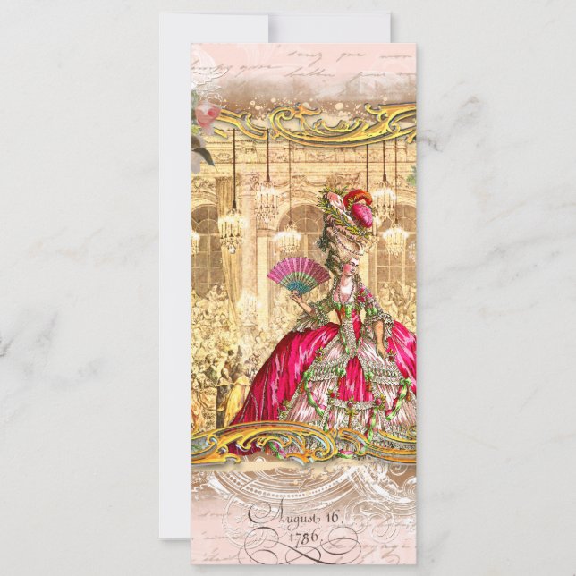Marie Antoinette Rosa Party vid Versailles Inbjudningar (Framsida)