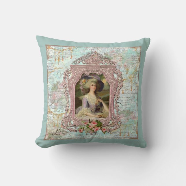 Marie Antoinette Rosa ros Kudde (Framsida)