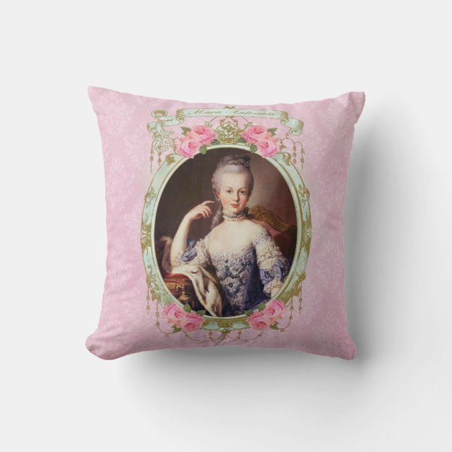 Marie Antoinette rosa rosa damastast Pillow dämpar Kudde (Framsida)
