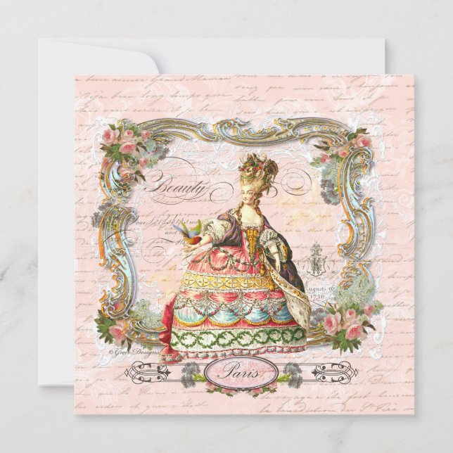 Marie Antoinette Rosa Rosa i Paris Inbjudan (Framsida)