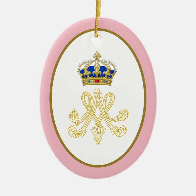 Marie Antoinette Royal Monogram Julgransprydnad Keramik (Framsidan)