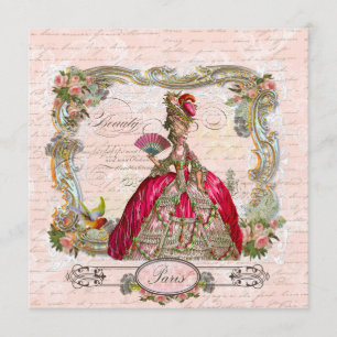 Marie Antoinette Shock rosa & Paris Inbjudningar