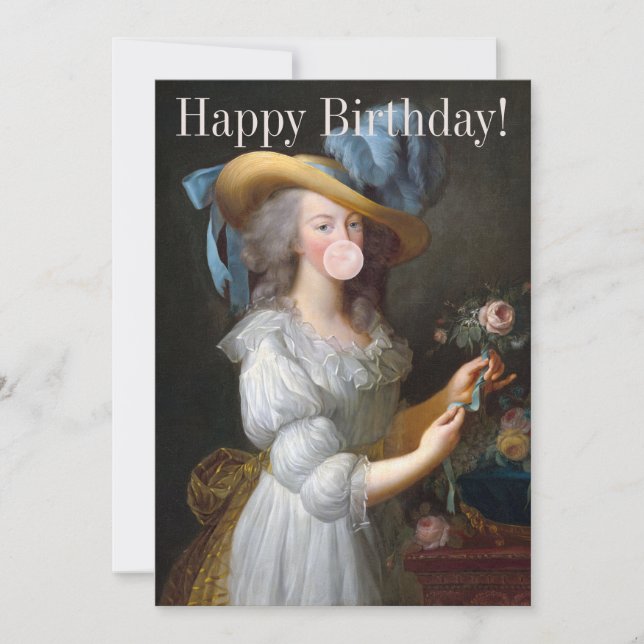 Marie Antoinette som blåser bubbelgum  Inbjudningar (Framsida)