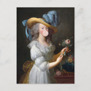 Marie Antoinette som blåser bubbelgum Vykort