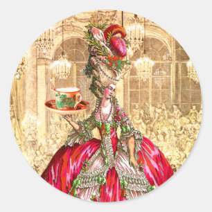 Marie Antoinette Tea Party Märkre julStickers Runt Klistermärke
