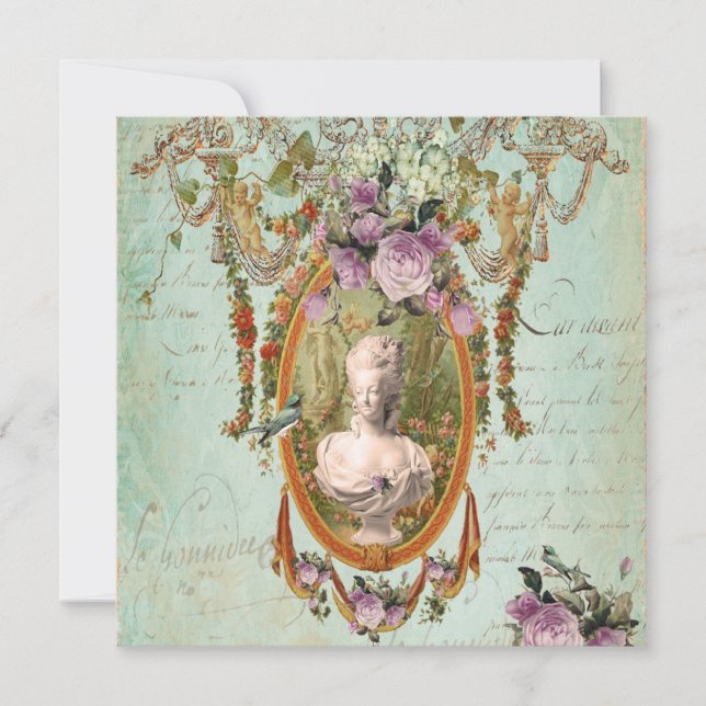 Marie Antoinette Versailles kvadrerar forntida Inbjudningar (Framsida)