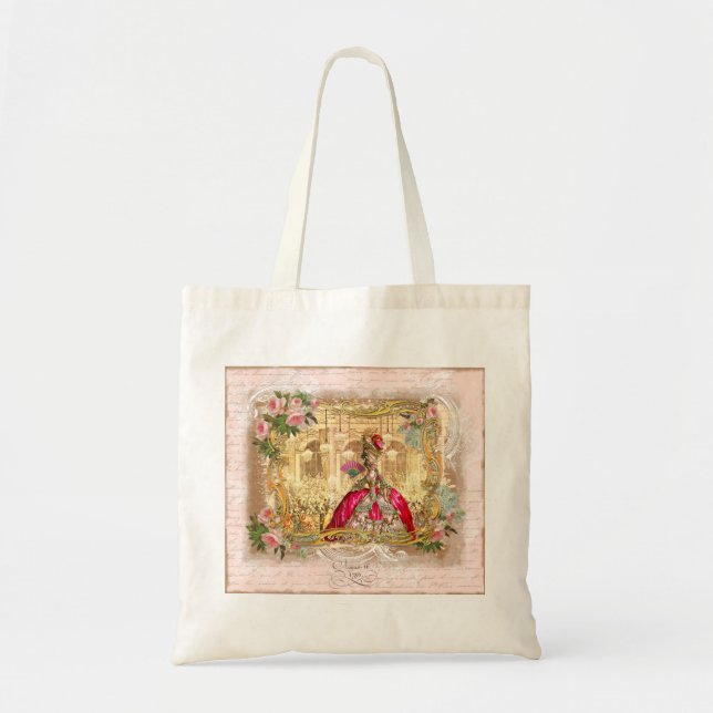 Marie Antoinette Versailles Party Rosa ros Bag Tygkasse (Framsidan)