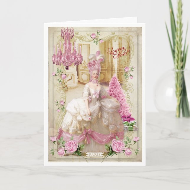 Marie Antoinette  Versailles Pink Christmas Card Helgkort (Framsida)