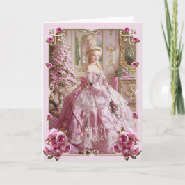 Marie Antoinette Versailles Pink Christmas Card  Inbjudan
