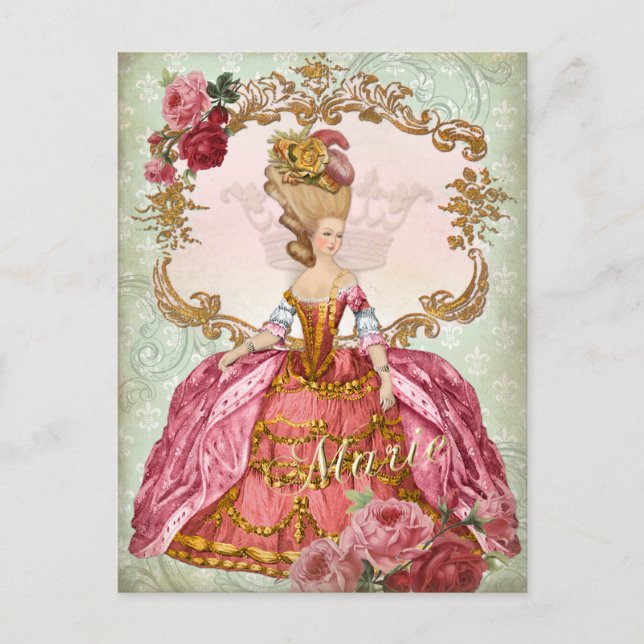 Marie Antoinette Verseilles Queen Postcard Vykort (Framsida)