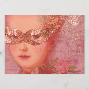 Marie Antoinette Vintermaskerad Bröllop 5 x 7 Inbjudningar