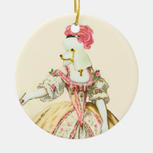 Marie Antoinette White Pudel jul Ornamet Julgransprydnad Keramik