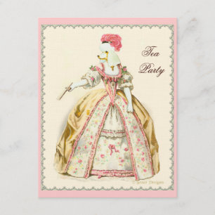 Marie Antoinette White Pudel med Fläkt Inbjudningar